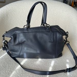 Coach Navy Pebbled Leather Satchel